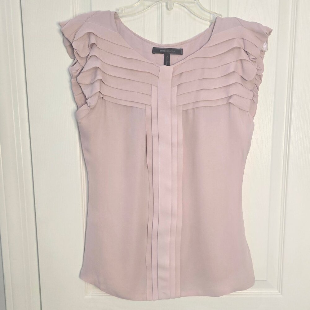 BCBGMaxAzaria Silk Pleated Top - Size Small